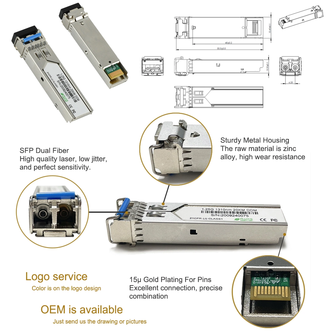 10g SFP Module Sx Dx SFP 850nm 1310nm Optical Transceiver